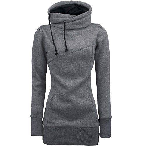 Lulupi Pullover Damen Winter Hoodie Longpullover mit Kapuze Pulli Kleid Lange Kapuzenpullover Winterpullover Cross-Over-Kragen von Lulupi