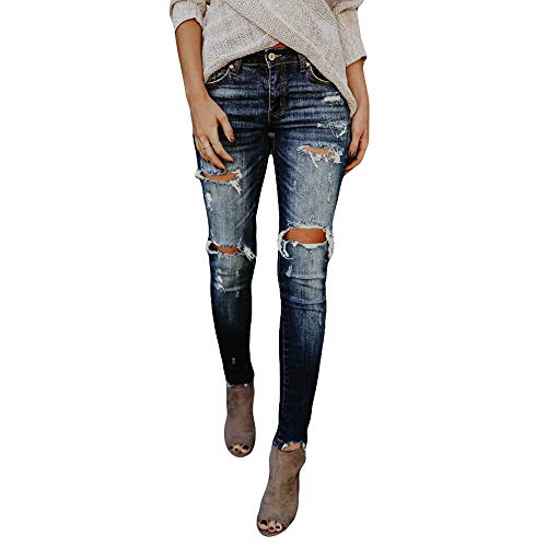 Lulupi Skinny Jeans Damen High Waist Enge Ripped Knee Jeans Used Destroyed Look mit Rissen von Lulupi