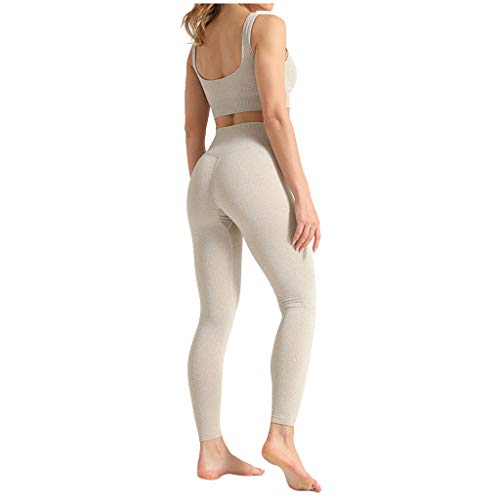 Lulupi Sportbekleidung Damen Sport Set Leggings Crop Top,Sporthose Highwaist Bunte Yogahose Leggins Trainingsanzug Langarm Laufshirt Slim Fit Laufhose Sportanzug Outfit von Lulupi