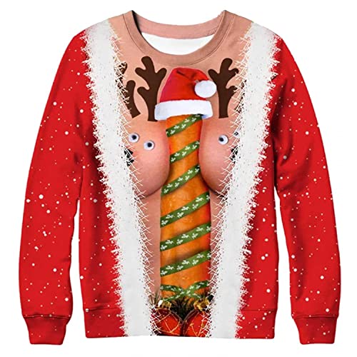 Lulupi Weihnachtlicher Kapuzenpullover Damen Weihnachtlich Oversize Pullover mit Schneeflocken Muster Rentier Motiv Hoodie Casual Sweatshirt Lange Ärmel T-Shirt von Lulupi