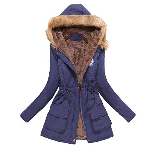 Lulupi Winterjacke Damen Lang Fellkapuze Jacke Parka Mantel Winter Warm Gefüttert Wintermantel Teddyfutter Fleecejacke mit Fellkapuze Fellkragen von Lulupi