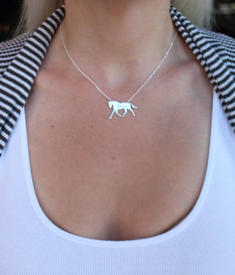 Pferd Halskette, Massives 585 Gold Oder Sterling Silber, Personalisierte Halskette von LulusLatest