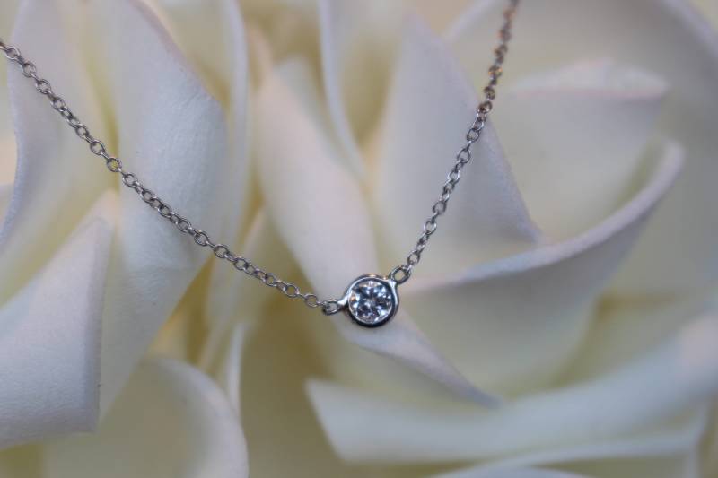 Verstellbare Lünette Diamant-Halskette, 14K Solid Gold, Solitaire Halskette von LulusLatest