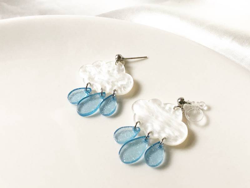 Ohrringe Wolke Und Regen | Niedliches Wetter Schmuck Clip On Or Stud Geschenk Für Sie Oder Kinder Handgemachte Anhänger Ohrringe Wolke Und Regen | Niedliches Wetter Schmuck Clip On Or Stud Geschenk Für Sie Oder Kinder Handgemachte Anhänger von LuluxCrafts