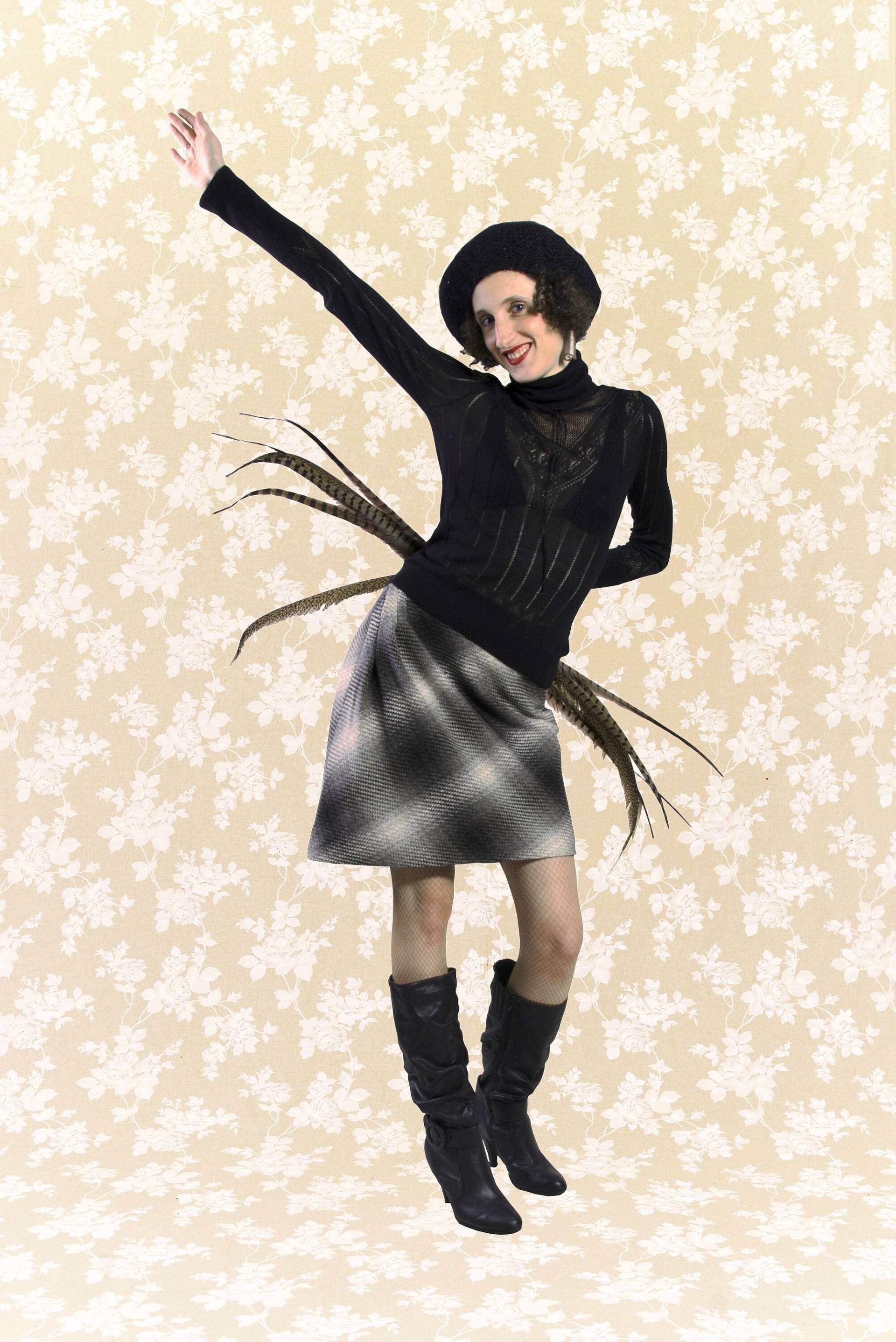 Karierter Rock Aranka Aus Grauer Wolle von Lumapoli