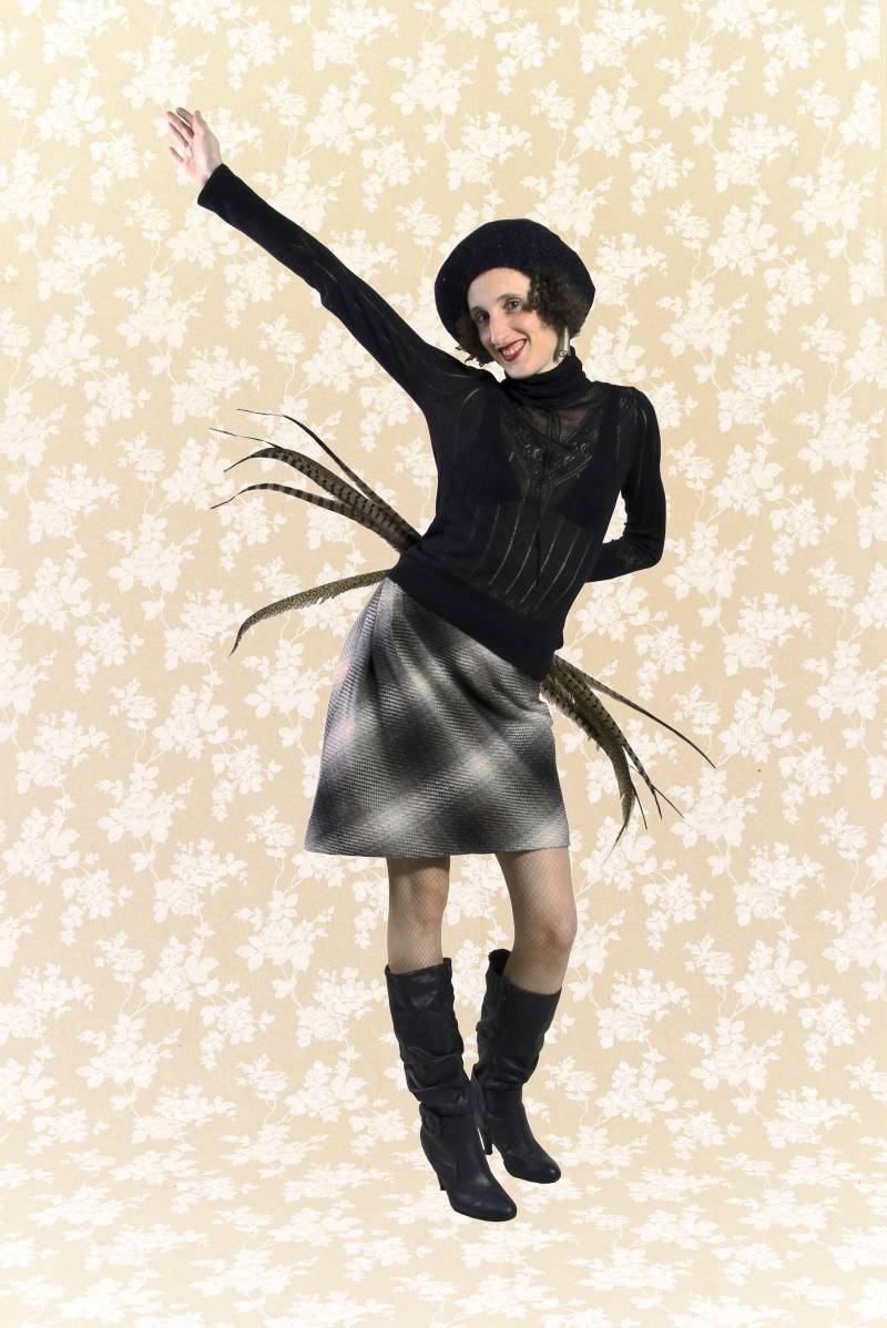 Karierter Rock Aranka Aus Grauer Wolle von Lumapoli