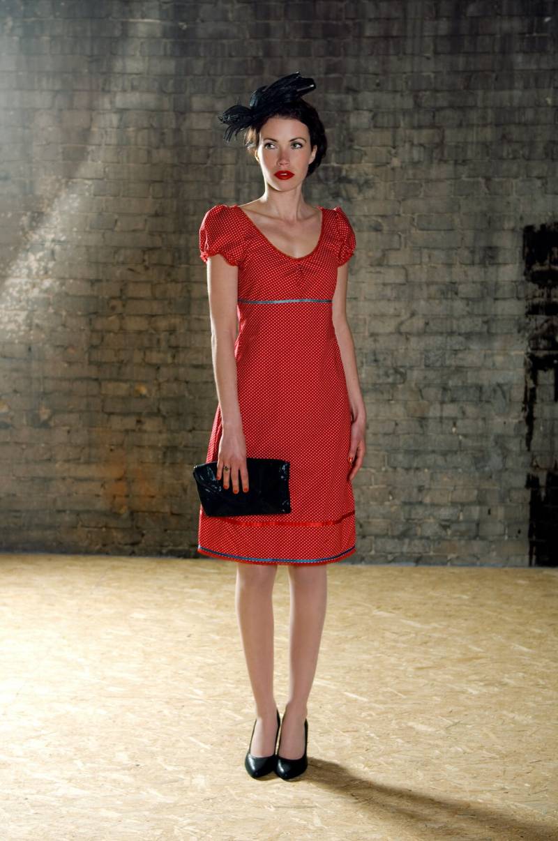 Rotes Gepunktetes Kleid Adaliz Aus Baumwolle von Lumapoli