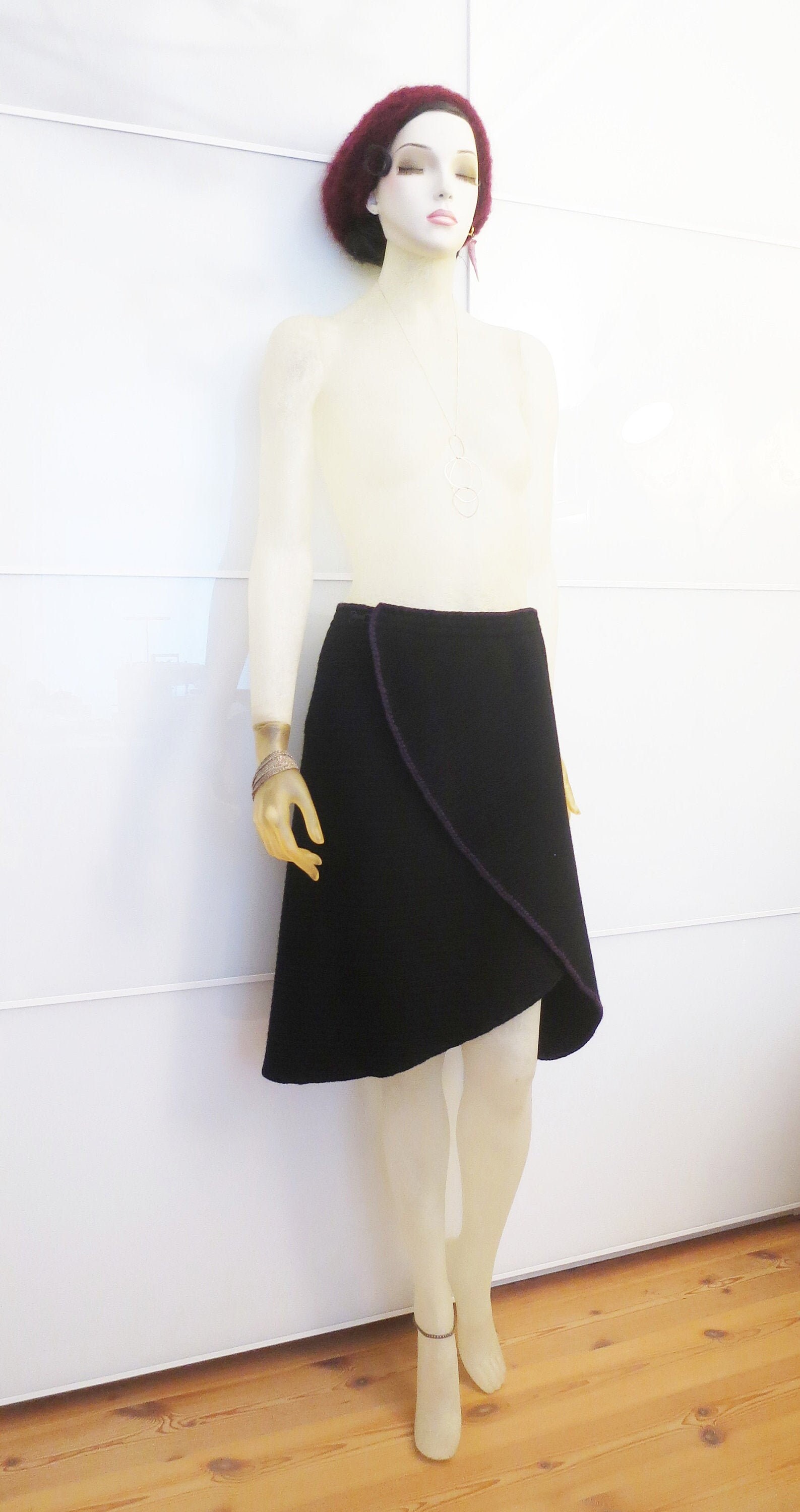 Schwarzer Rock Yva Aus Wollstoff von Lumapoli