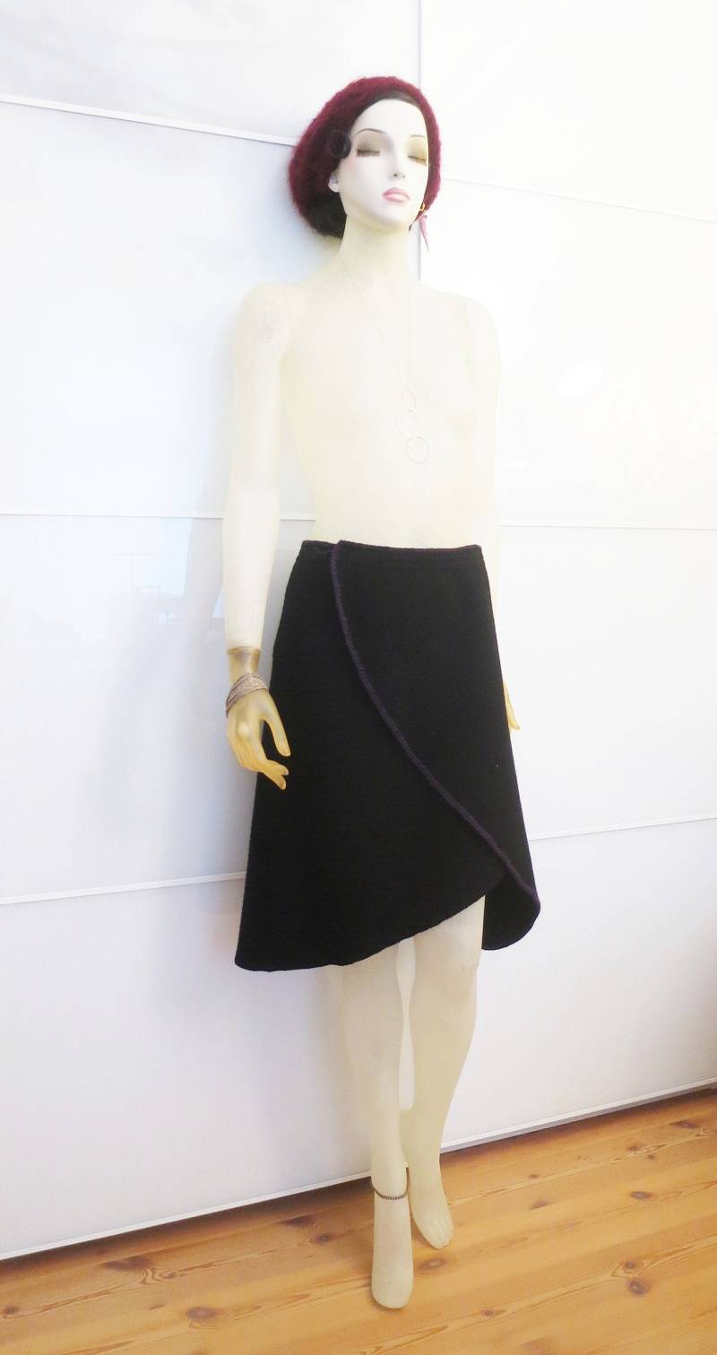 Schwarzer Rock Yva Aus Wollstoff von Lumapoli