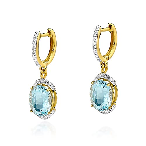 Damen Ohrringe 585 14k Gold Gelbgold Ohrhänger echt Topas Edelstein Diamant Brillanten von Lumari Gold
