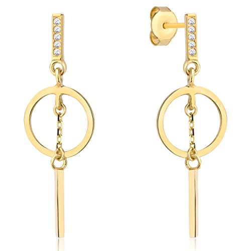 Damen Ohrringe Stecker 333 8k Gold Gelbgold Ohrstecker Kreis Zirkonia von Lumari Gold