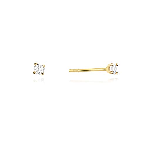 Damen Ohrringe Stecker 585 14k Gold Gelbgold Ohrstecker Diamant Brillanten von Lumari Gold