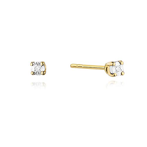 Damen Ohrringe Stecker 585 14k Gold Gelbgold Ohrstecker Diamant Brillanten von Lumari Gold