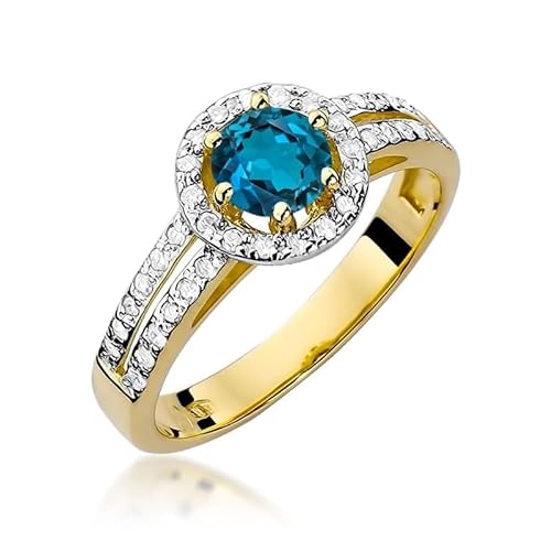 Damen Ring 585 14k Gold Gelbgold echt Amethyst Edelstein Diamanten Brillanten von Lumari Gold