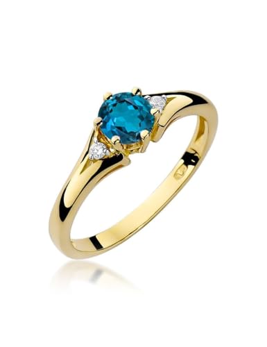 Damen Ring 585 14k Gold Gelbgold echt Citrin Edelstein Diamanten Brillanten von Lumari Gold