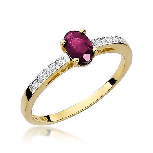 Damen Ring 585 14k Gold Gelbgold echt Rubin Edelstein Diamanten Brillanten von Lumari Gold