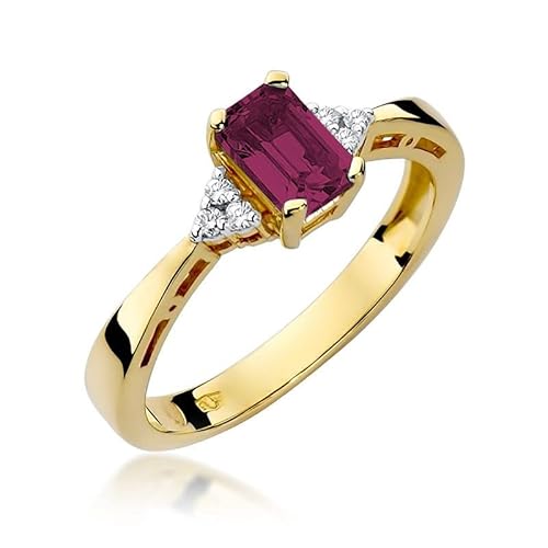 Damen Ring 585 14k Gold Gelbgold echt Rubin Edelstein Diamanten Brillanten von Lumari Gold