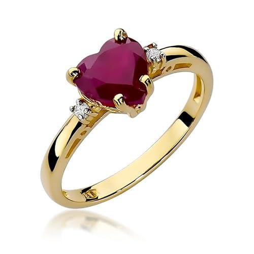 Damen Ring 585 14k Gold Gelbgold echt Rubin Edelstein Diamanten Brillanten von Lumari Gold