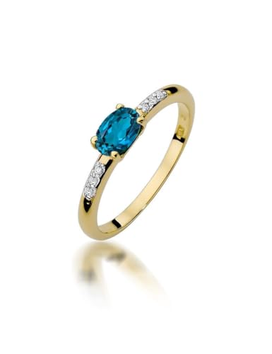 Damen Ring 585 14k Gold Gelbgold echt Rubin Edelstein Diamanten Brillanten von Lumari Gold