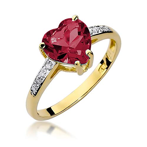 Damen Ring 585 14k Gold Gelbgold echt Rubin Edelstein Diamanten Brillanten von Lumari Gold