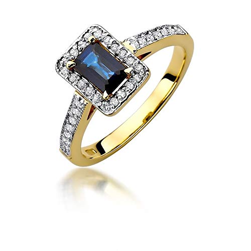 Damen Ring 585 14k Gold Gelbgold echt Saphir Edelstein Diamanten Brillanten von Lumari Gold