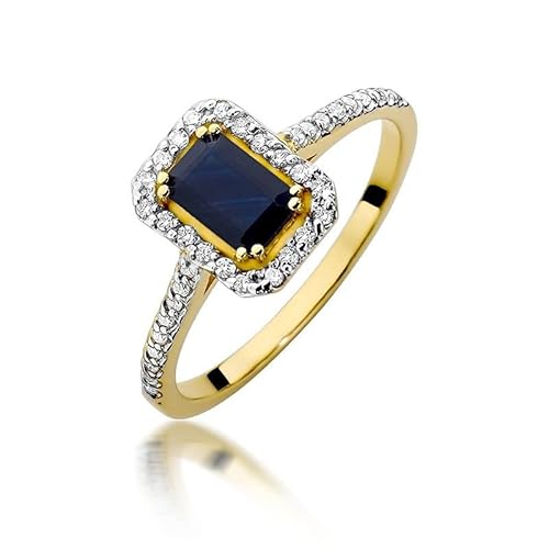 Damen Ring 585 14k Gold Gelbgold echt Saphir Edelstein Diamanten Brillanten von Lumari Gold