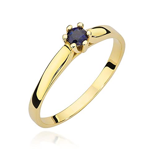 Damen Ring 585 14k Gold Gelbgold echt Saphir Edelstein von Lumari Gold