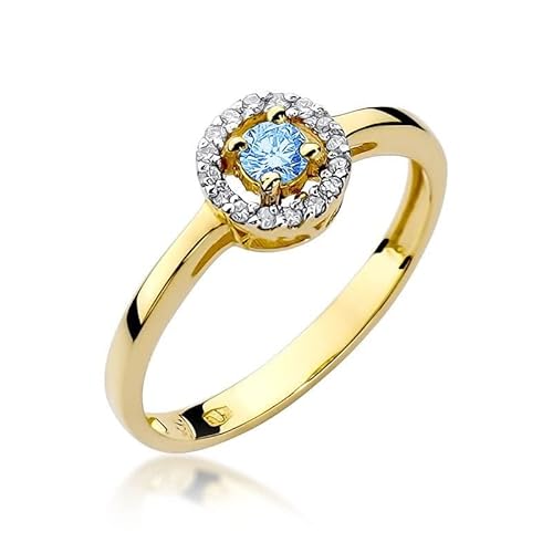 Damen Ring 585 14k Gold Gelbgold echt Topas Edelstein Diamanten Brillanten von Lumari Gold