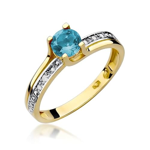 Damen Ring 585 14k Gold Gelbgold echt Topas Edelstein Diamanten Brillanten von Lumari Gold