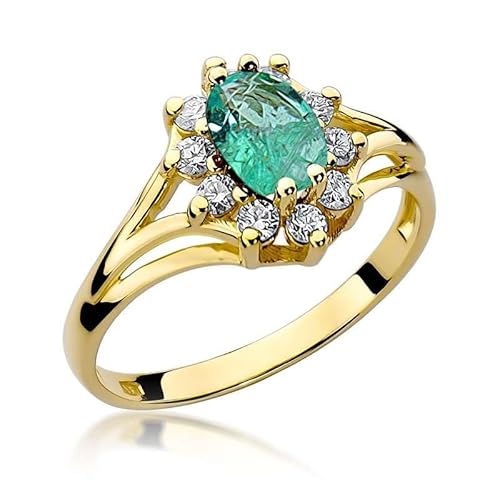 Damen Ring 585 14k Gold Gelbgold echt Topas Edelstein Diamanten Brillanten von Lumari Gold