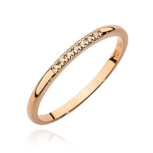 Damen Ring 585 14k Gold Rotgold natürlicher echt Diamanten Brillanten von Lumari Gold