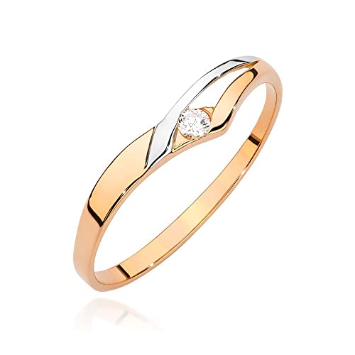 Damen Ring 585 14k Gold Rotgold natürlicher echt Diamanten Brillanten von Lumari Gold