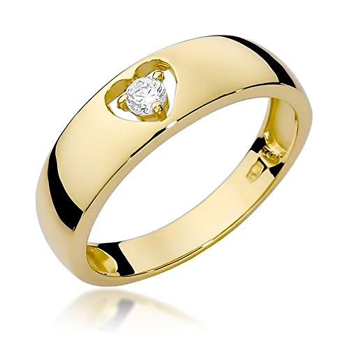 Damen Solitär Versprechen Ring Verlobungsring Antragsring 585 14k Gold Gelbgold Herz natürlicher echt Diamant Brillanten von Lumari Gold