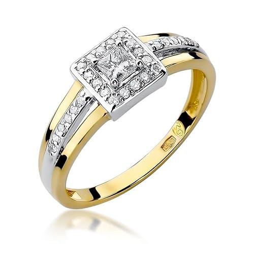 Damen Solitär Versprechen Ring Verlobungsring Antragsring 585 14k Gold Gelbgold natürlicher echt Diamant Brillanten von Lumari Gold