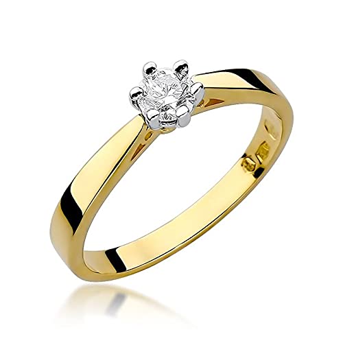 Damen Solitär Versprechen Ring Verlobungsring Antragsring 585 14k Gold Gelbgold natürlicher echt Diamant Brillanten von Lumari Gold