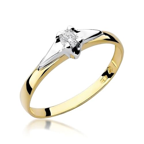 Damen Solitär Versprechen Ring Verlobungsring Antragsring 585 14k Gold Gelbgold natürlicher echt Diamant Brillanten von Lumari Gold