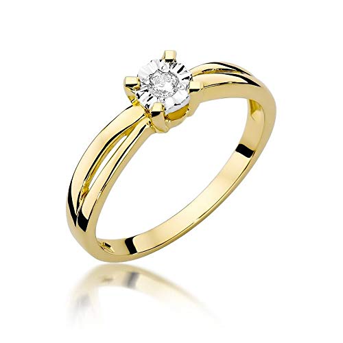 Damen Solitär Versprechen Ring Verlobungsring Antragsring 585 14k Gold Gelbgold natürlicher echt Diamant Brillanten von Lumari Gold