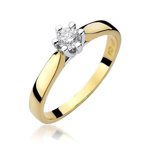 Damen Solitär Versprechen Ring Verlobungsring Antragsring 585 14k Gold Gelbgold natürlicher echt Diamant Brillanten von Lumari Gold