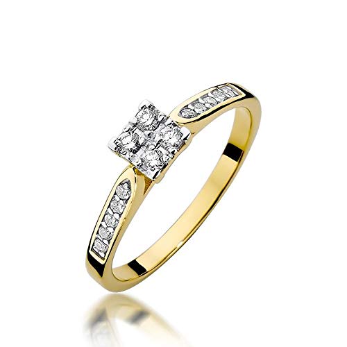 Damen Solitär Versprechen Ring Verlobungsring Antragsring 585 14k Gold Gelbgold natürlicher echt Diamant Brillanten von Lumari Gold