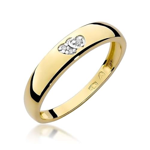 Damen Solitär Versprechen Ring Verlobungsring Antragsring 585 14k Gold Gelbgold natürlicher echt Diamant Brillanten von Lumari Gold