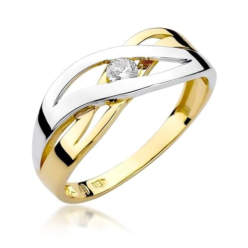 Damen Solitär Versprechen Ring Verlobungsring Antragsring 585 14k Gold Gelbgold natürlicher echt Diamant Brillanten von Lumari Gold