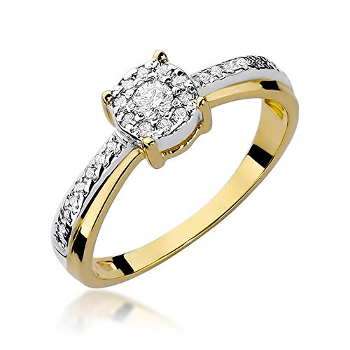 Damen Solitär Versprechen Ring Verlobungsring Antragsring 585 14k Gold Gelbgold natürlicher echt Diamant Brillanten von Lumari Gold