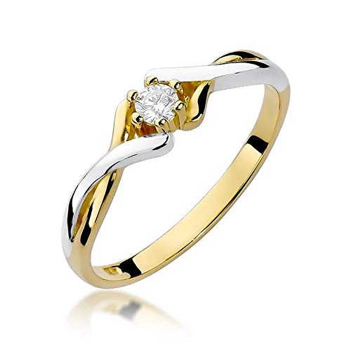 Damen Solitär Versprechen Ring Verlobungsring Antragsring 585 14k Gold Gelbgold natürlicher echt Diamant Brillanten von Lumari Gold