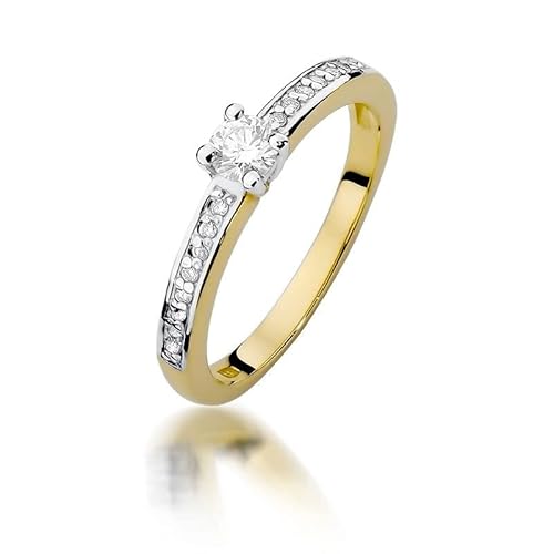 Damen Solitär Versprechen Ring Verlobungsring Antragsring 585 14k Gold Gelbgold natürlicher echt Diamant Brillanten von Lumari Gold