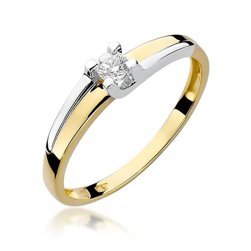 Damen Solitär Versprechen Ring Verlobungsring Antragsring 585 14k Gold Gelbgold natürlicher echt Diamant Brillanten von Lumari Gold