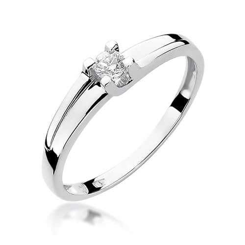 Damen Solitär Versprechen Ring Verlobungsring Antragsring 585 14k Gold Weißgold natürlicher echt Diamant Brillanten von Lumari Gold