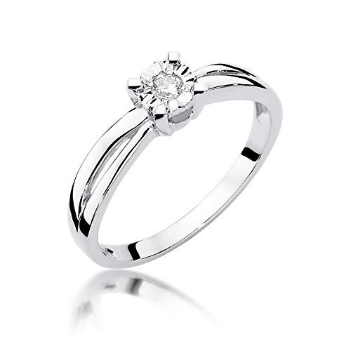 Damen Solitär Versprechen Ring Verlobungsring Antragsring 585 14k Gold Weißgold natürlicher echt Diamant Brillanten von Lumari Gold