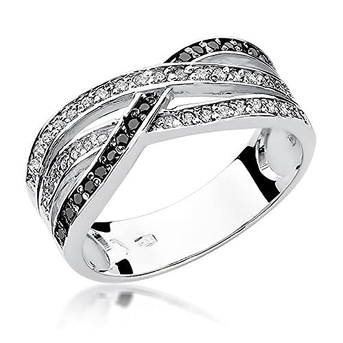Damen Versprechen Ring Verlobungsring Antragsring 585 14k Gold Weißgold natürlicher echt Schwarze Diamanten Brillanten von Lumari Gold