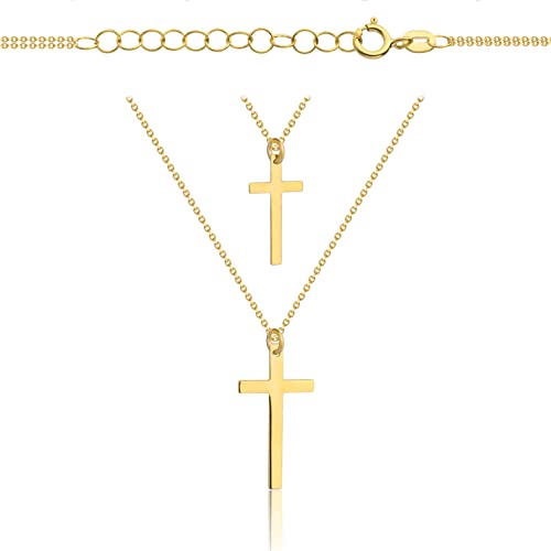 Goldene Damen Halskette 333 8k Gold Gelbgold Kette mit Anhänger Kreuz Gravur von Lumari Gold