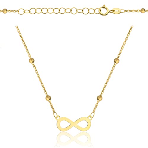 Goldene Damen Halskette 333 8k Gold Gelbgold Kette mit Anhänger Unendlichkeit Kugel Gravur von Lumari Gold